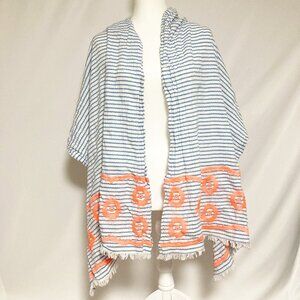 J Crew Embroidered Scarf Wrap Stripes Neon